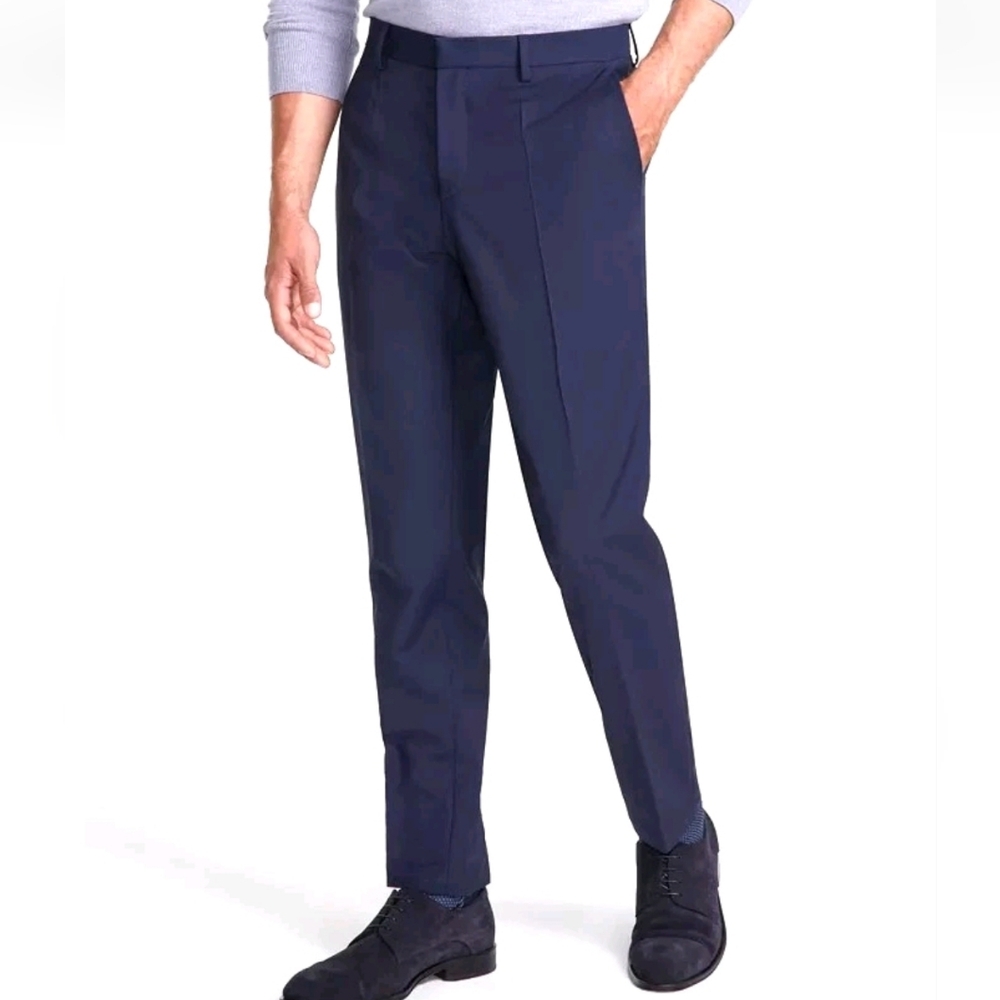 Hugo Boss Mens Pants Size 48 Regular Navy Blue Virgin Wool H Huge 224 Unhemmed
